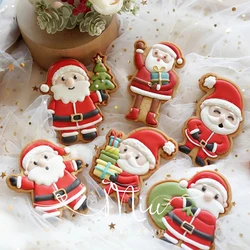 1Pc Cute Santa Claus Mold Christmas Biscuit Mold Cookie Cutter Stamp Hand Pressure 3D DIY Fondant Cake Decoration Tools