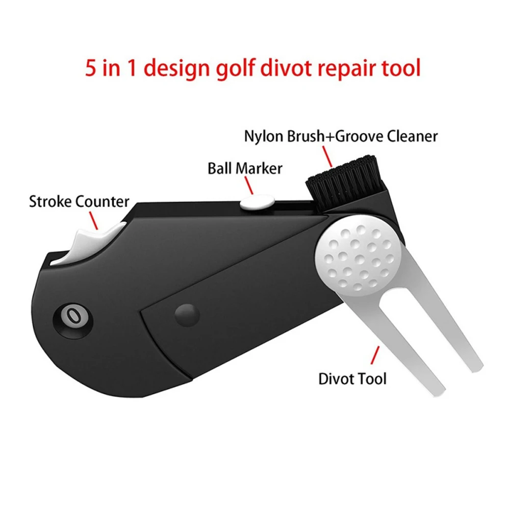 1 stks 5-in-1 Golf Pitchfork Multifunctionele Golf Groene Vork Graszode Reparatie Tool Switchblade Groef Cleaner