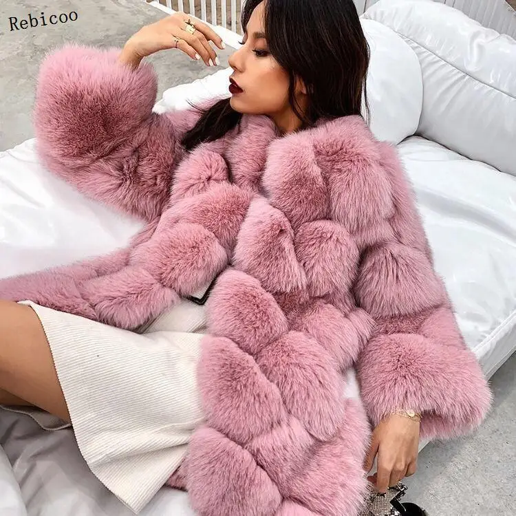 Mink ผู้หญิงฤดูหนาวแฟชั่น FAUX Fur Coat Elegant หนา Outerwear ปลอมขนแจ็คเก็ต Chaquetas Mujer