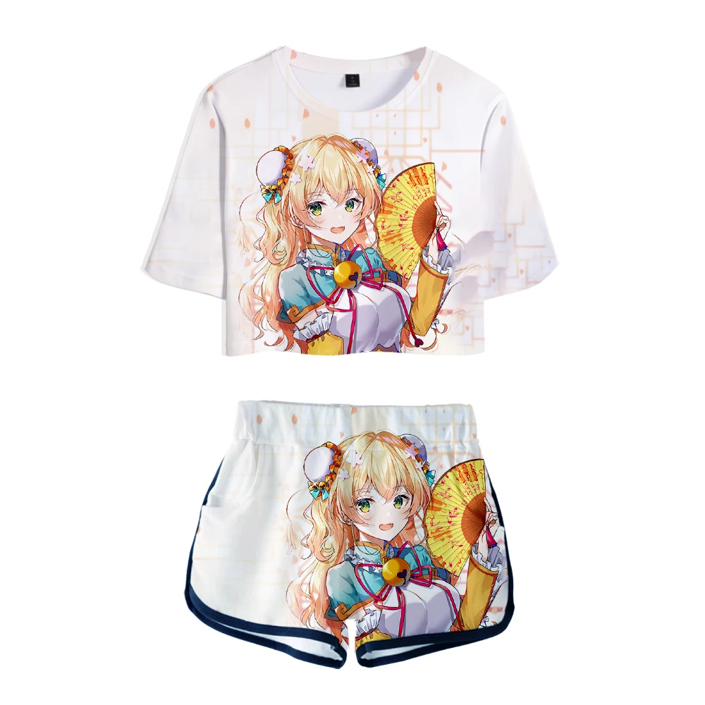 

HOLOLIVE VTuber Momosuzu Nene 3D Summer unisex Sets Sexy Short Tops+shorts Elastic Waist Suit Vitality Kawaii Two Piece Sets