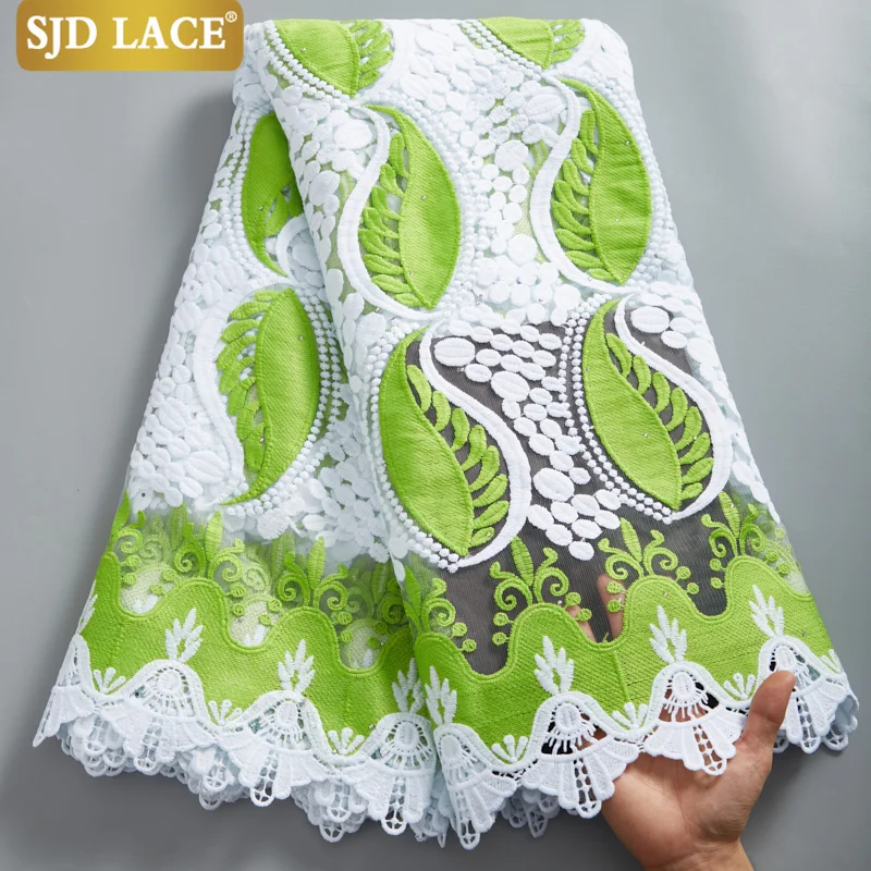 SJD LACE Guipure Cord Lace Embroidery Milk Silk High Quality African French Tulle Lace Fabric New Design Wedding Materials 2624