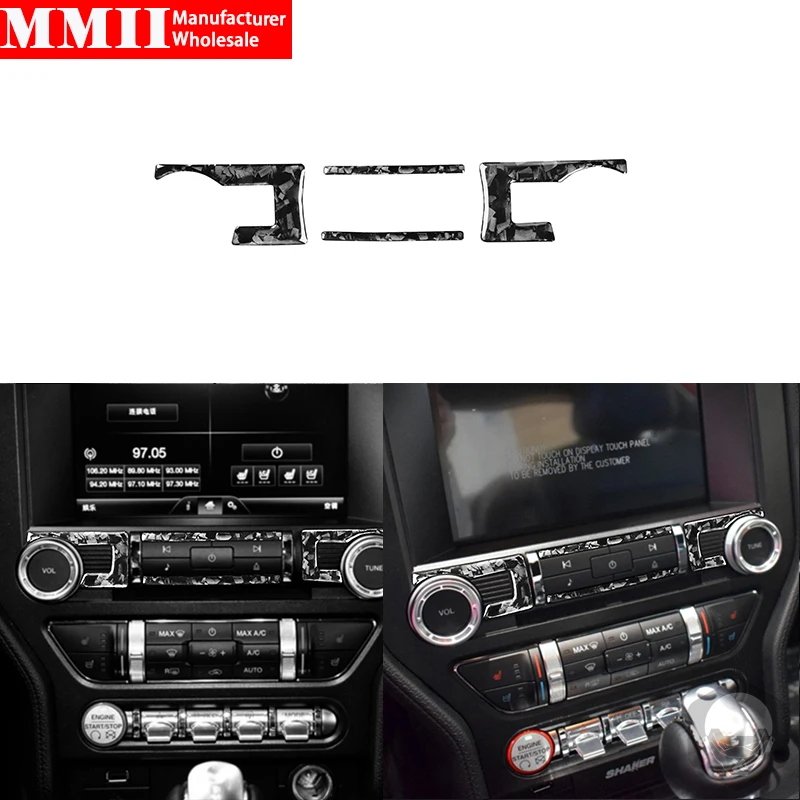 

FOR Ford Mustang 2015-2020 Forged Carbon Fiber Car Center Contral CD Player Panel Car Trim Cover Stickers Car Accessories