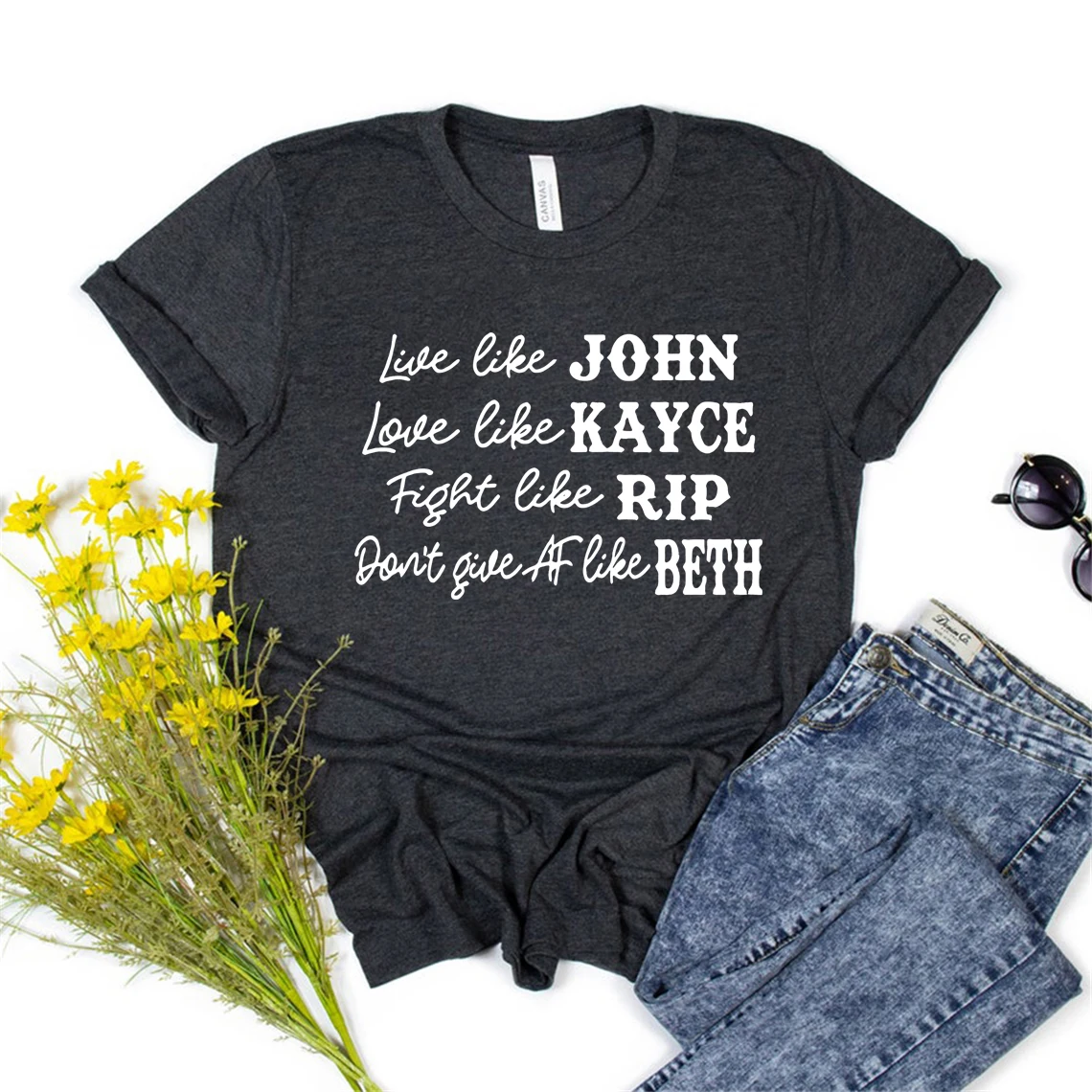 Yellowstone Graphic Tee Live Like John Don't Give AF Like Beth T-Shirt Women Harajuku T Shirt Summer Fashion Short Sleeve Tops