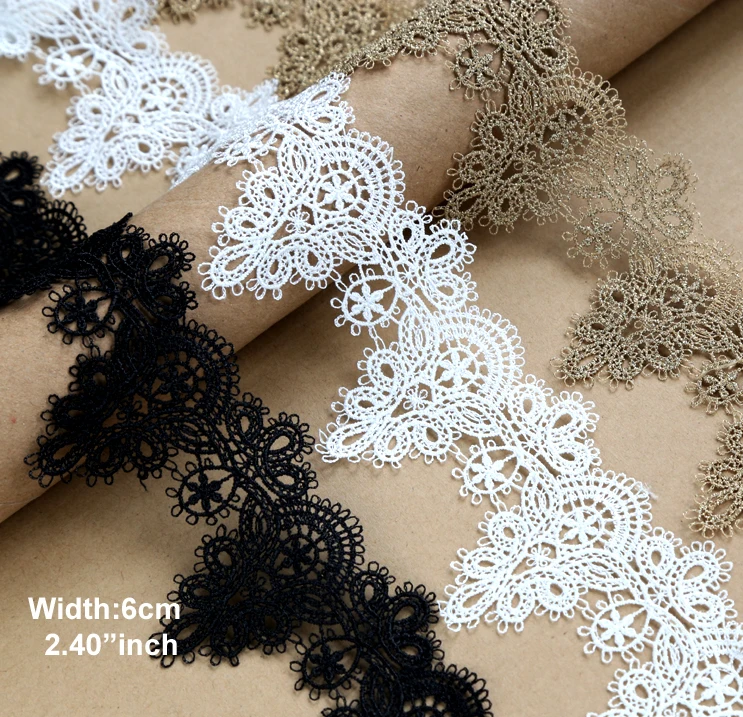 

1yard Width:6cm (2.40") High Quality DIY Pendant Handmade Clothing Lace Accessories Water Soluble Embroidery Lace Trims (ss-363)