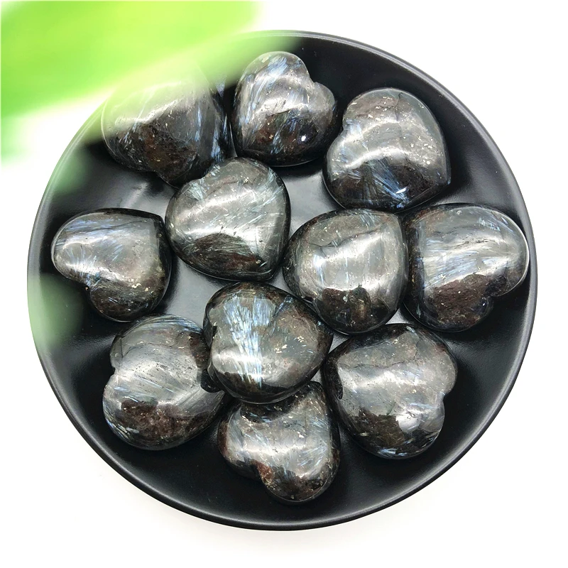 

1PC Natural Beautiful Astrophyllite Heart Shape Quartz Crystal Polished Stone Healing Natural Stones and Minerals
