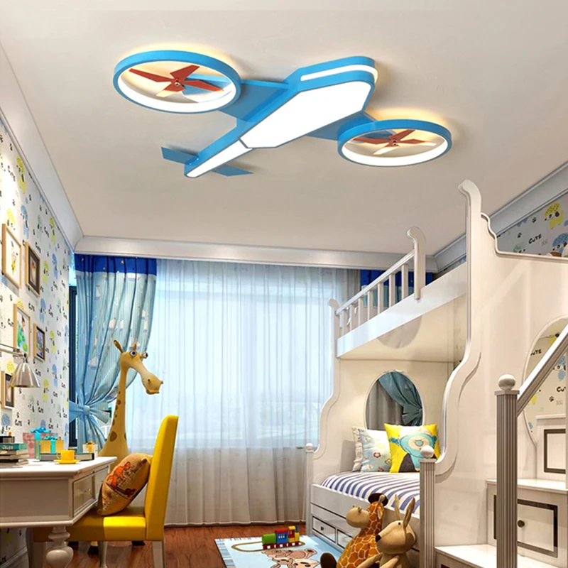 Aircraft kids nordic children\'s room bedroom decor led lamp lights for room dimmable ceiling light home decoration lamparas