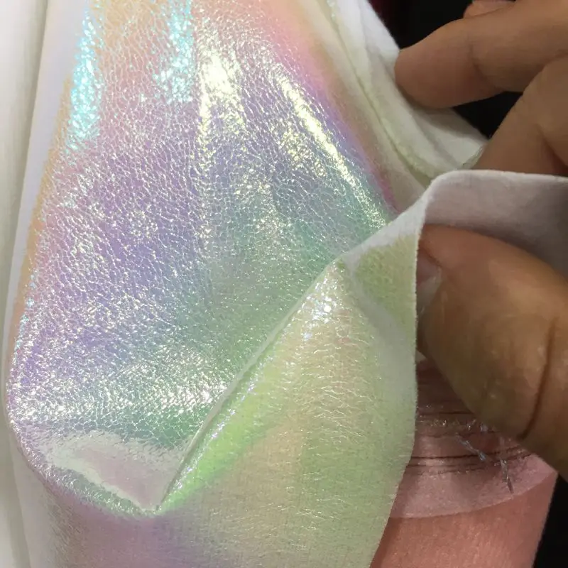 Hotsale Fantasy Holographic Crackle Synthetic Pu Leather Fabric Material