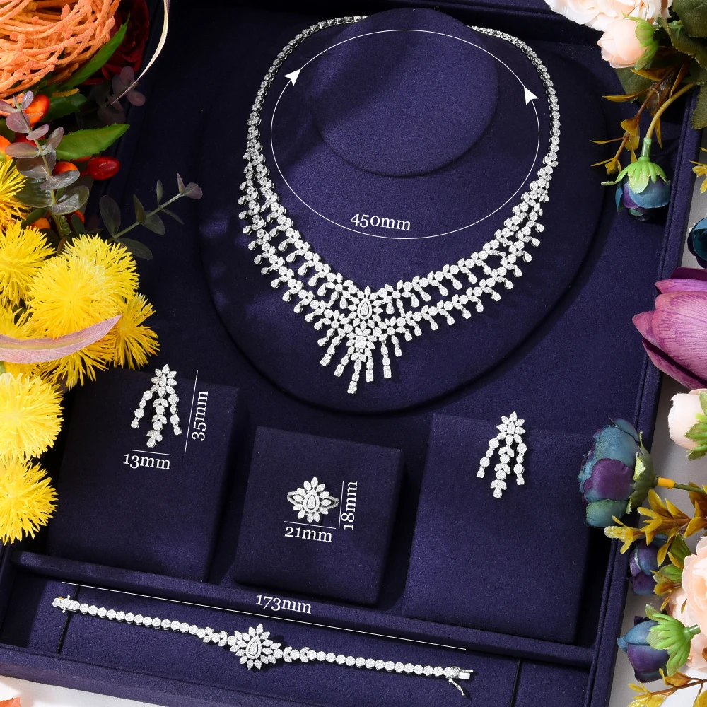 GODKI Luxury 4PCS Saudi Arabia Jewelry Sets For Women Wedding Cubic Zirconia Chokers Dubai Bridal Jewelry Set 2020