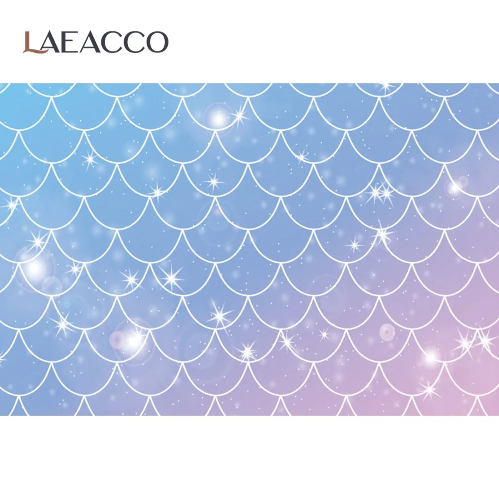 Laeacco Fish Scale Birthday Lovely Mermaid Wedding Party Custom Banner Seamless Pattern Photographic Background Photo Backdrop