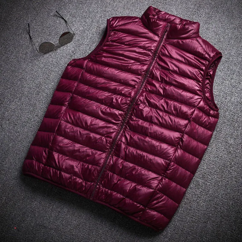 Top Quality Men\'s Ultralight Down Vests Winter Jackets Waistcoat Sleeveless Zipper Coat Overcoat Warm Vests Plus Size