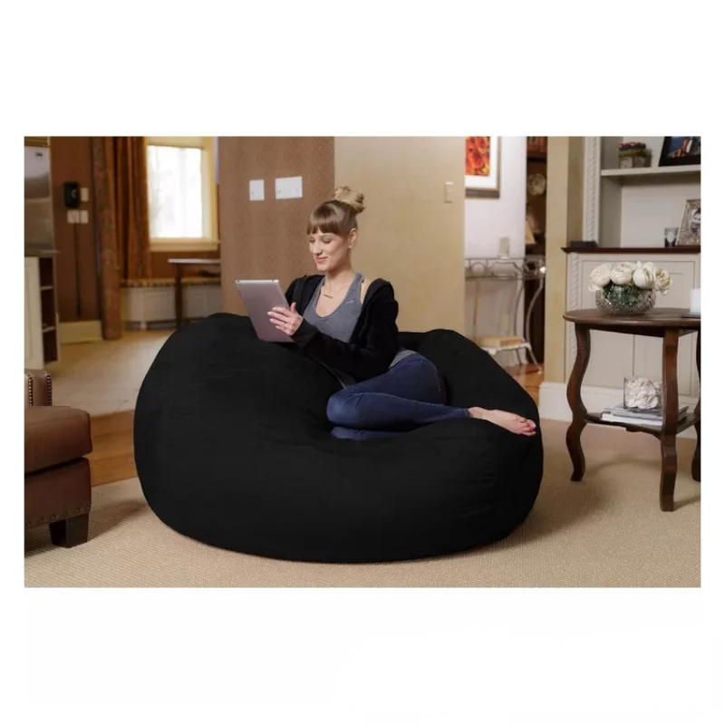 Juste de pouf en daim sans rembourrage pour adultes, canapé paresseux, tatami de salon et de chambre à coucher, pouf tombant de 6 pieds