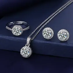 ANELAB-Ensemble de bijoux en diamant pour femme, matiques, boucles d'oreilles, collier, argent regardé 925, fête de mariage, patients, moissanite