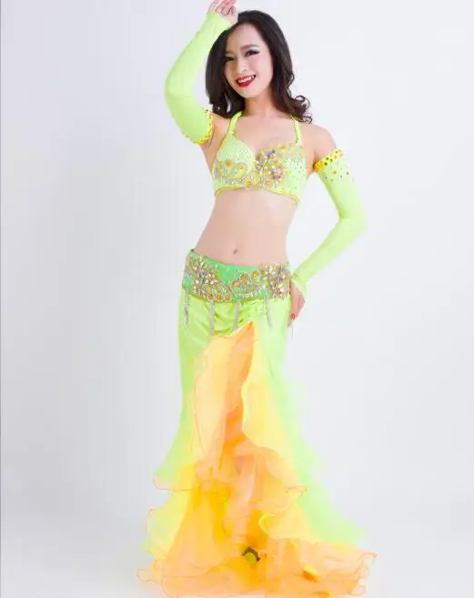 New Adult Belly Dance Performance Set Flannel Split Skirt Oriental Dance Performance Clothing 93cm