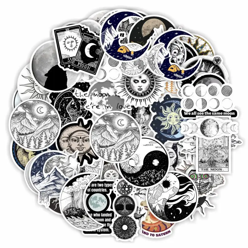 10/30/50Pcs Cool Witch Moon Gothic Cartoon Stickers Aesthetic Art Decals Scrapbook Laptop Guitar Phone Graffiti Sticker Kids Toy