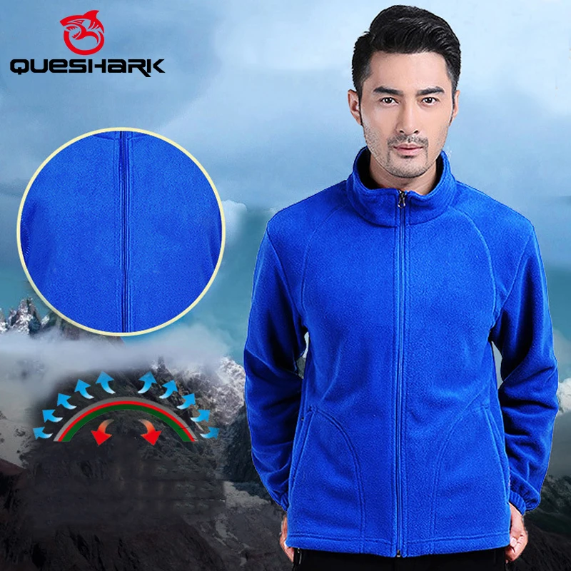 

Queshark Men Polar Fleece Hiking Thermal Jackets Outdoor Sports Climbing Trekking Camping Cycling Ski Windbreaker Warm Coats