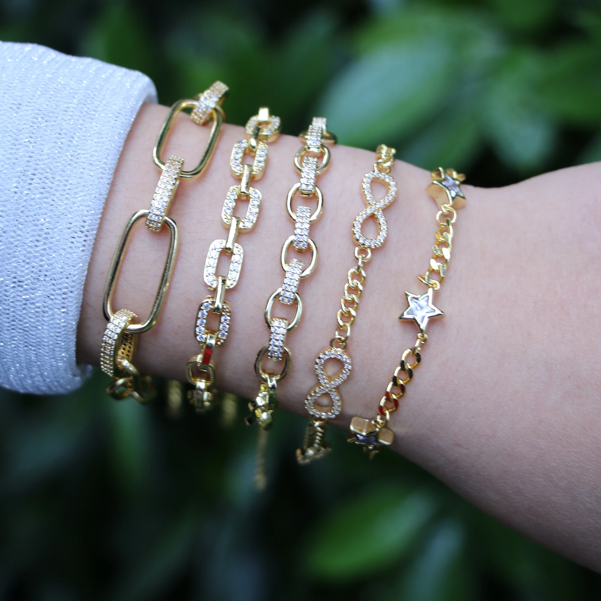 

5PCS, GOLD link chain bracelet, stack bracelet, chunky paperclip bracelet, star chain bracelet, gold chain bracelet, accessories