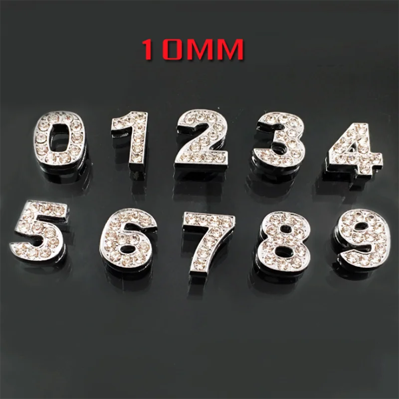 DINGLLY 2Pcs Letters 0-9 Numbers Beads Charm Fit Original Brands 10mm Stainless Steel Mesh Bracelets for Women Boy Girl Bangle