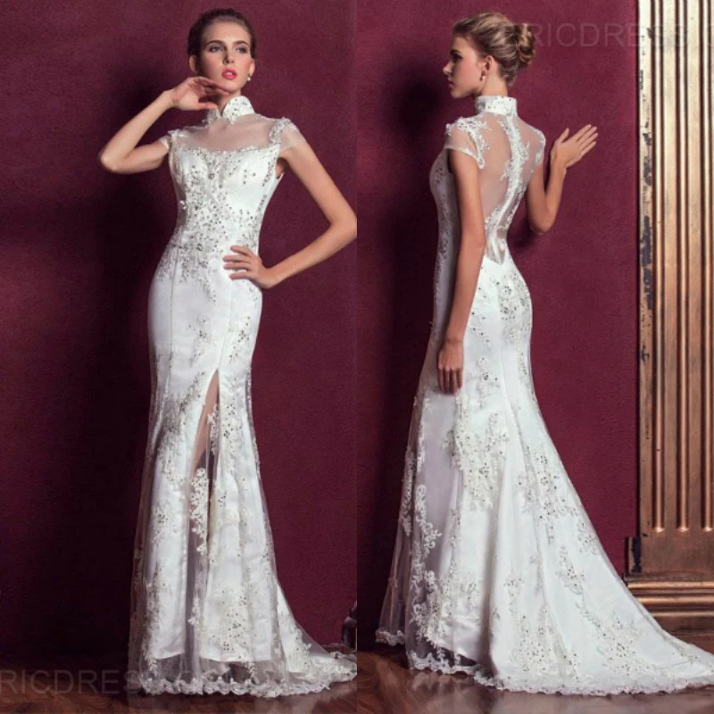 Miễn Phí Vận Chuyển Thời Trang Thiết Kế Mới Srê 2018 Vestidos Formales Cổ Cao Chất Lượng Tốt Cô Dâu Tối Mẹ Của Cô Dâu Đầm