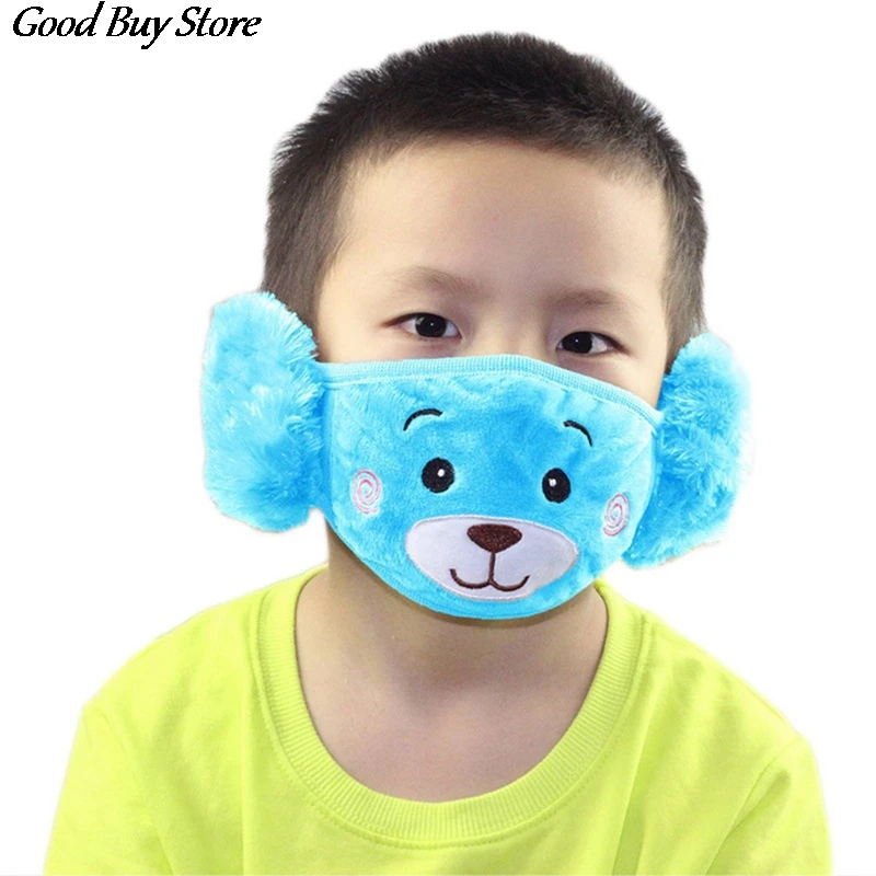 Cartoon Bear Earmuffs Children Autumn Winter Fur Earmuff Mouth Cover Kids Comfortable Ear Muff Ear Warmer Skiing Warm Earlap