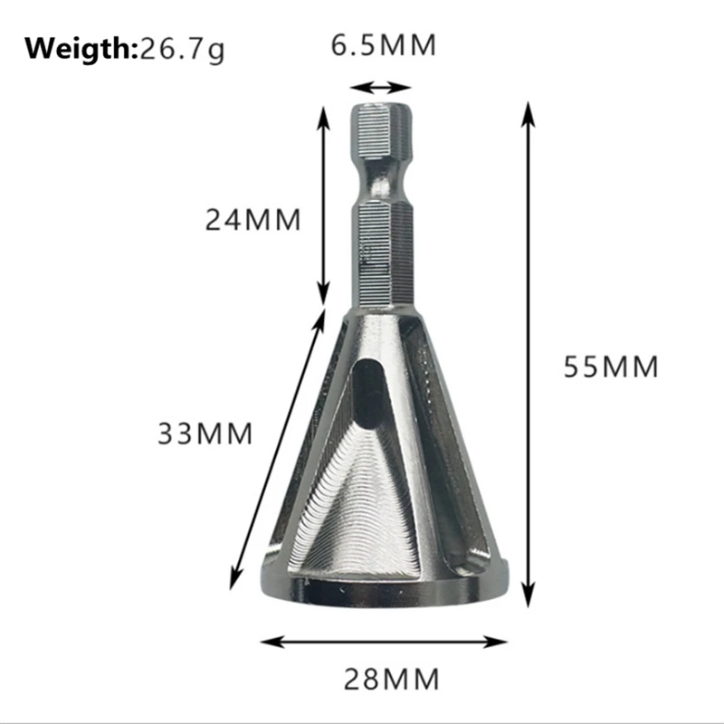 Codolo esagonale argento HSS sbavatura punta per trapano per smussatura esterna rimuovere gli strumenti di riparazione delle sbavature ampiamente utilizzati per trapani elettrici