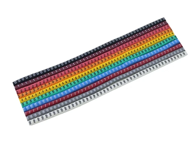 500PCS EC-0 Cable Wire Marker 0 to 9 For Cable Size 1.5 sqmm Colored