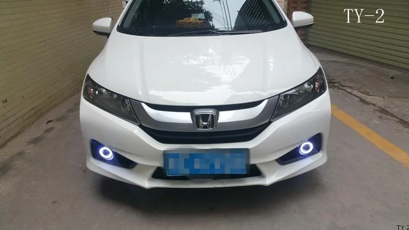 Eosuns Innovative Cob Angel Eye Led Daytime Running Light Drl + Halogen Fog Light + Projector Lens for Honda City 2014 2015 2016