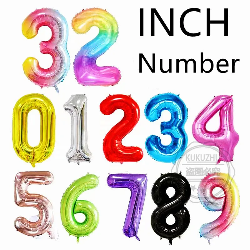 30Inch Big Foil Birthday Balloons Helium Number Balloon 0-9 Happy Birthday Wedding Party Decorations Shower Large Figures Globos