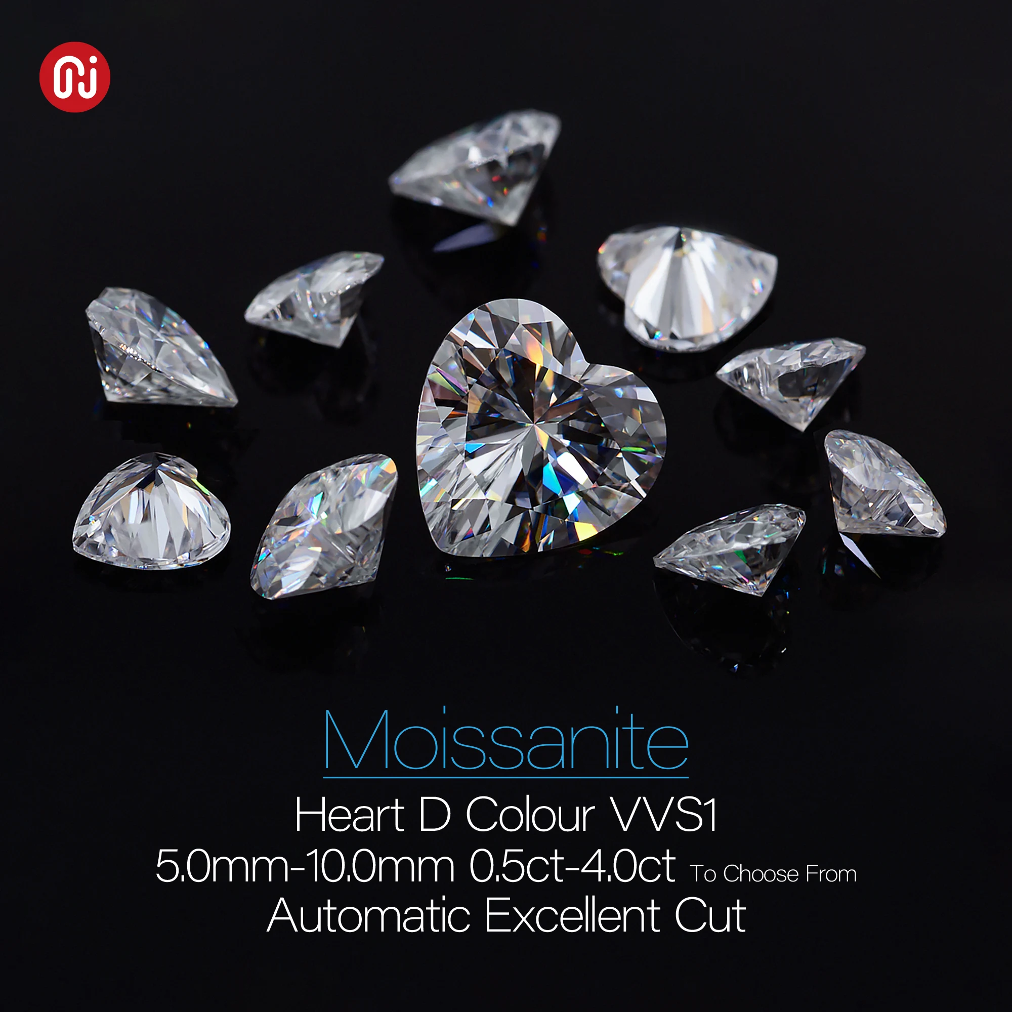 GIGAJEWE  Moissanite White D Colour Excellent Heart Automatic Cut VVS1 Loose Diamond Pass Tester Gems Stone For Jewelry Making