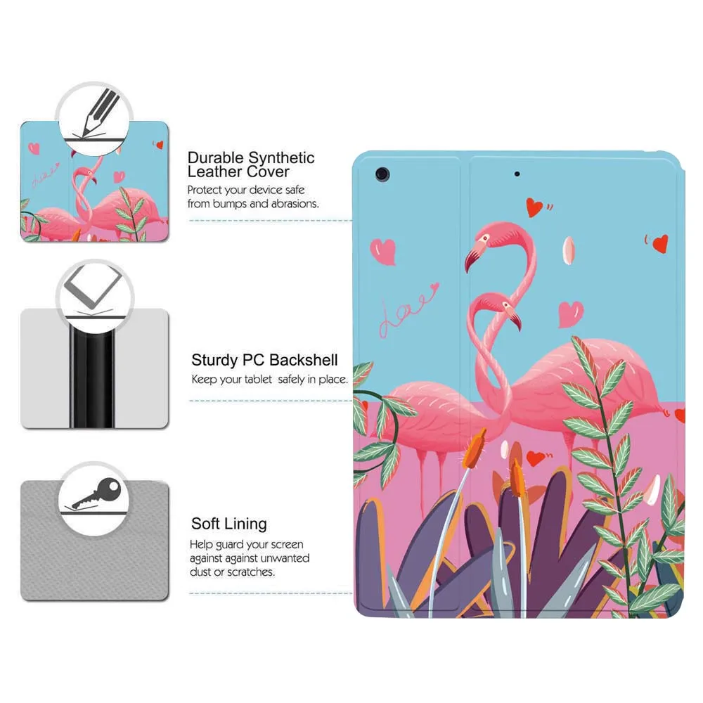 Case for IPad 9th Generation 10.2 inch 2021 Leather Cover for Ipad 9 Flamingo Print Pattern Tablet Folding Stand Cover Case