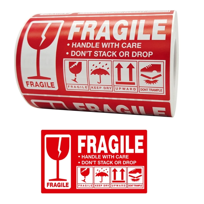 500pcs Fragile Stickers Warning Label Sticker Handle With Care Don\'t Stack or Drop Sticker Shipping Label for Goods