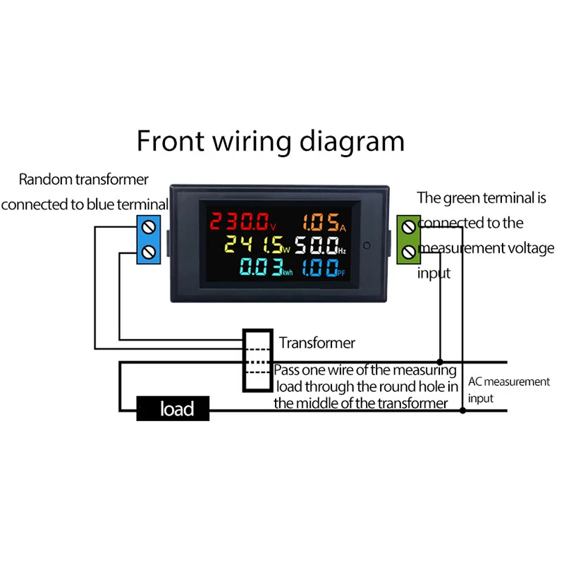 D69-2058 Voltmeter Current Ammeter Power Factor Electric Energy Frequency Meter Digital Panel Wattmeter LCD VOLT AMP