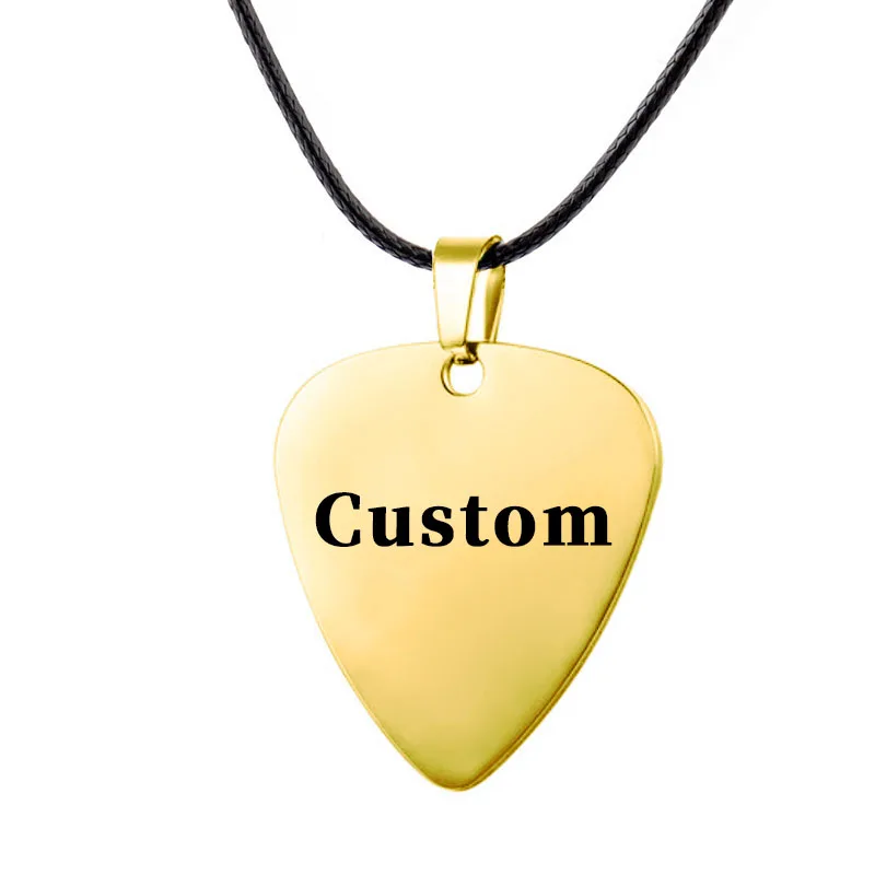 Fashion Jewelry Rockl Style Metal Guitar Pick Necklace Stainless Steel Picks Personalized Custom Pendant Keychain Boyfriend Gift