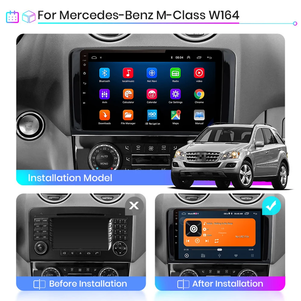 Autoradio 2 Din Android Autoradio Voor Mercedes Benz Ml Gl W164 ML350 ML500 GL320 X164 ML280 GL350 GL450 auto Audio Screen