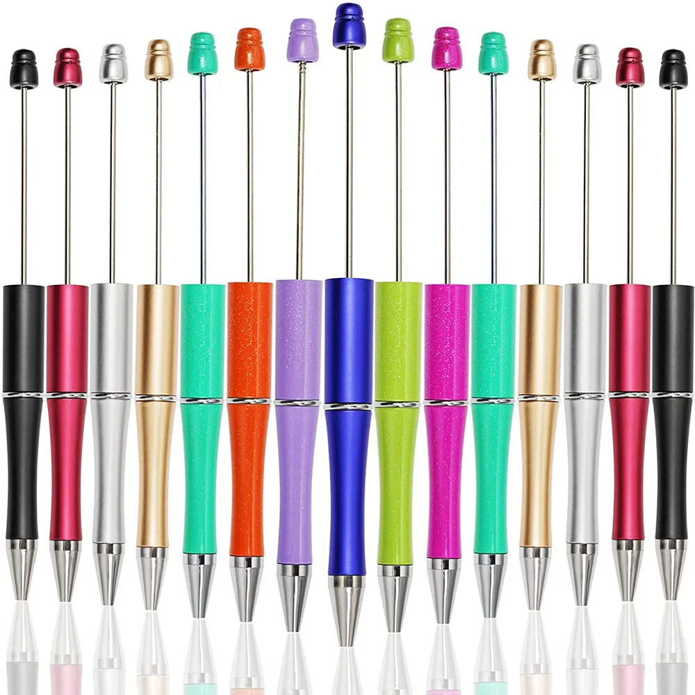 

100Pcs Creative DIY Plastic Bead Ballpoint Pen Cool Office Supplies for Writing