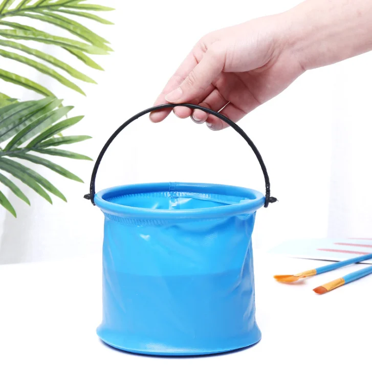 Foldable Bucket Portable Folding Bucket Water Tank Sturdy Handle Compartment Pen Washing Outdoor Backpack Camping Kids