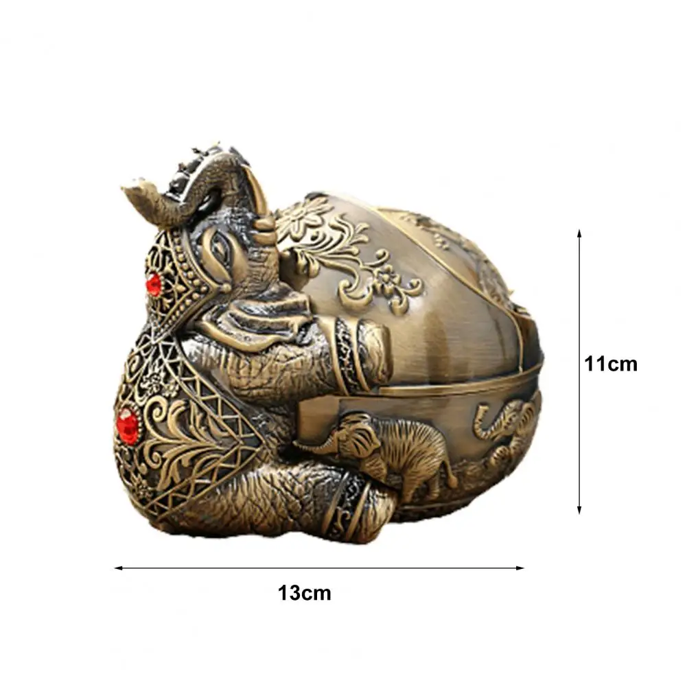 Elephant Cigarettes Ashtray Vintage Metal Ashtray Windproof Ashtray with Lid Portable Ash Container Home Office Decoration