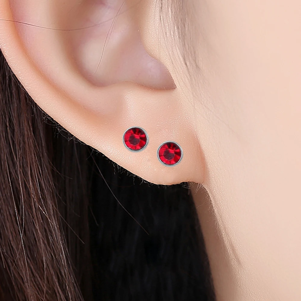 12 Pairs 316L Stainless Steel Stud Earrings,Birthstone Colourful Crystal Earring Sets for Women and Girls with Size 3mm 4mm 5mm