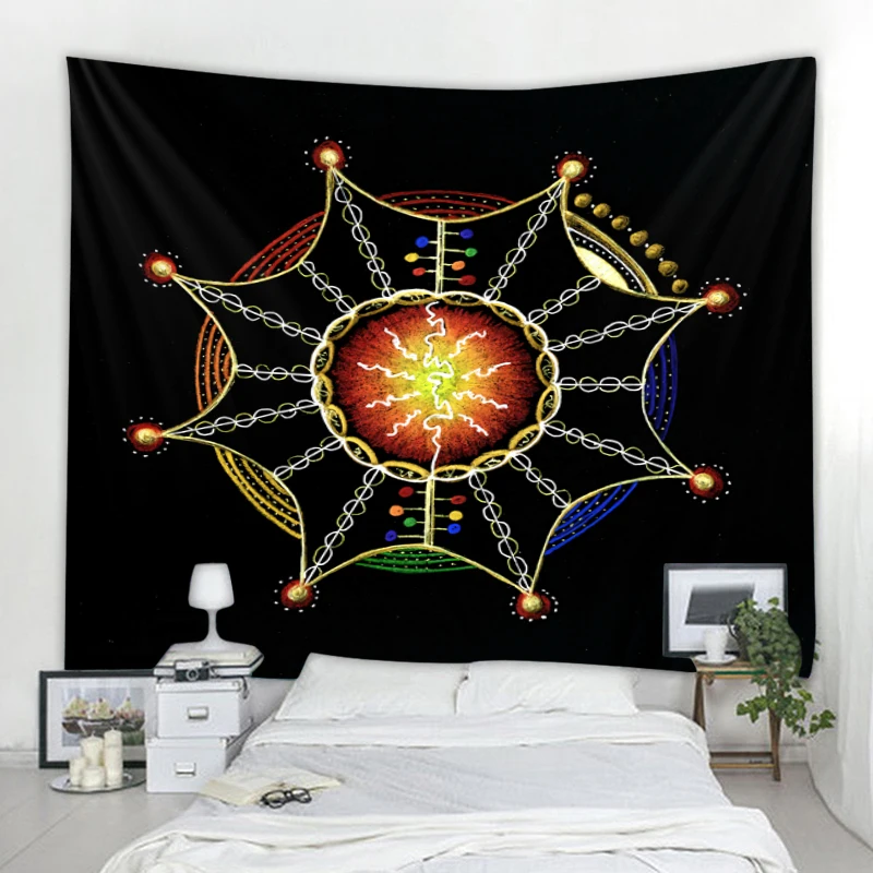 Tapiz de decoración de astrología de brujería colgante de Mandala, tapiz Hippie bohemio, tapiz de dormitorio