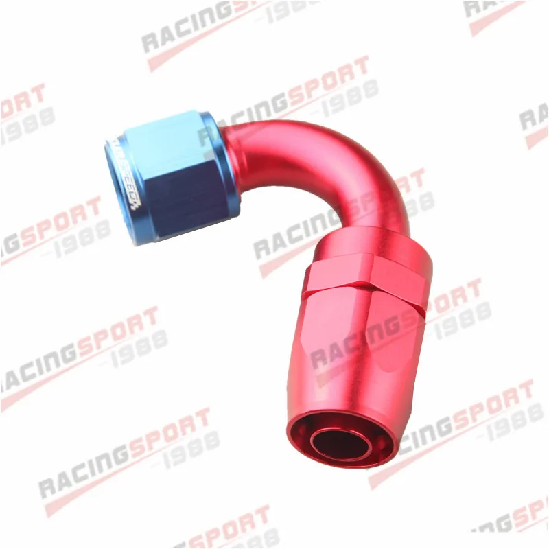 12AN 120 Degree Swivel Oil Fuel Line Hose End Fitting Adaptor Aluminum Red/Blue