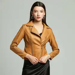 Chaquetas y abrigos de cuero sintético para mujer, abrigo de manga larga de estilo gótico Punk, para Otoño e Invierno