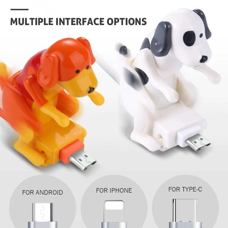 Funny Humping Dog Fast Charger Cable Data Cable for IPhone Android Mobile Phone Charger Line Prank Gifts Decompression Toys