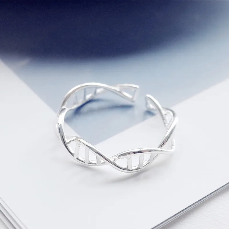 Creative DNA Double Helix Twist Adjustable Ring for Women Girl