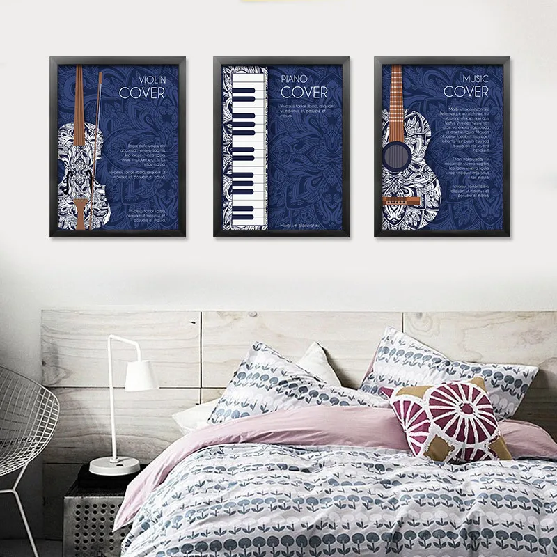 

Rock Poster Retro musical Band Guitar Master Piano Wall art canvaspainting Bar Individual Creativity retro Decoration Unframed