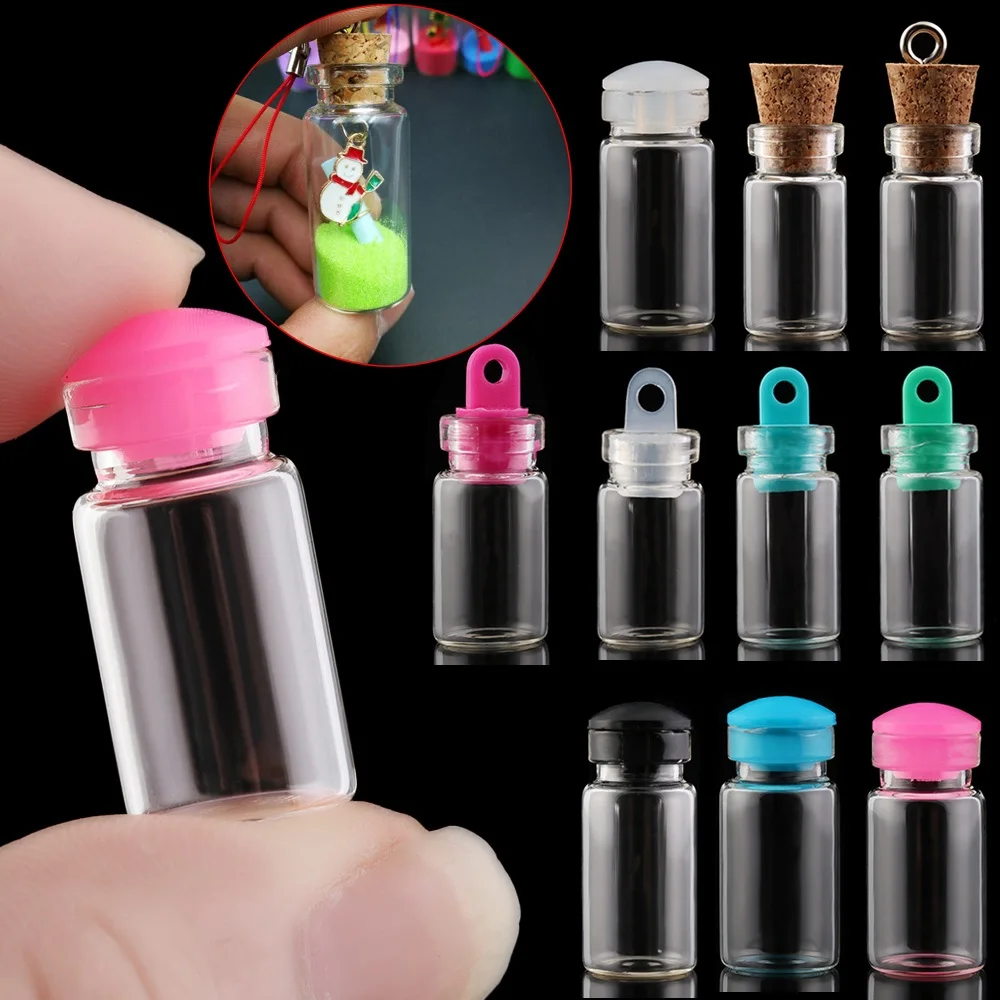 5/10Pcs Mini Drift Bottle Glass Jars Decoration Cork Stopper DIY Containers Rainbow Wishing Bottle Cute Message Vials Ornaments