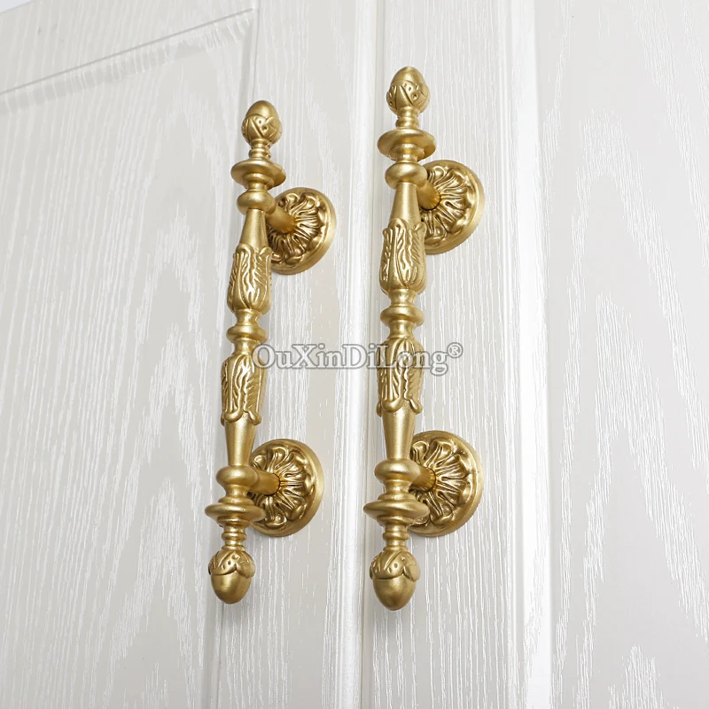 1PCS French Light Luxury Brass Handle Wardrobe Drawer Kitchen European Golden High-end Copper Cabinet Door Furniture Knobs GF553