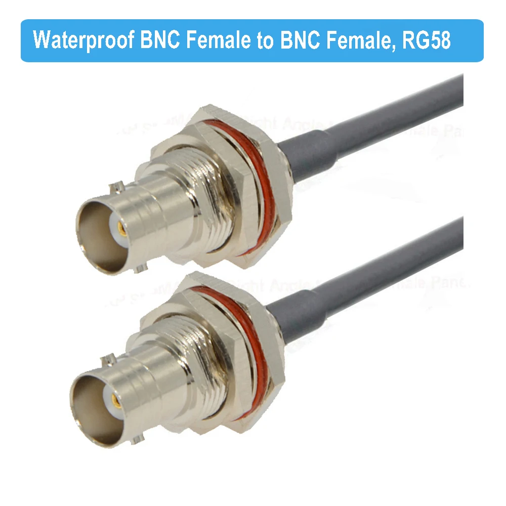 Waterproof BNC Female to BNC Female Bulkhead Screw Nut RG58 Cable 50 Ohm RF Coaxial Pigtail CCTV Camera Extension Cord Jumper