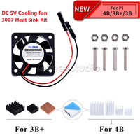 1 Set DC 5V 30*30*7 Cooling Fan 3007 Heat Sink Kit or 2 set / 4 set Pack for Raspberry Pi 4B Pi 4 Model B / 3 B +/3B Heatsink