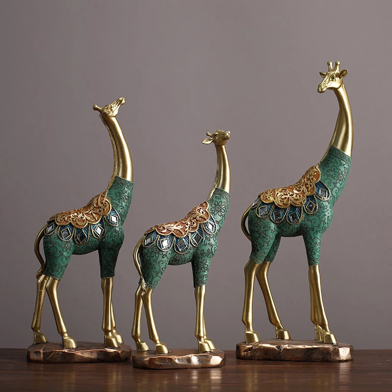 

CHINESE FENGSHUI HAND PAINTED GIRAFFE RESIN ORNAMENTS HOME LIVINGROOM TABLE FIGURINES CRAFTS OFFICE DESKTOP STATUES DECORATION