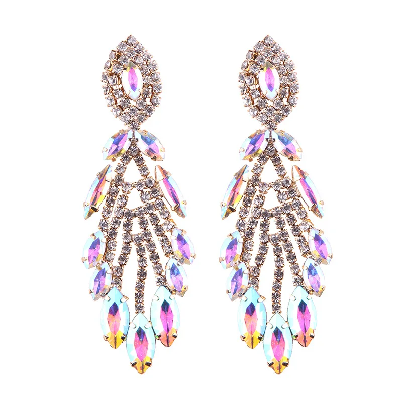 MYDANER New Arrival Luxury Crystal Long Dangle Earrings for Women Girls Holiday Gift Boho Tassel Statement Pendant Drop Earrings