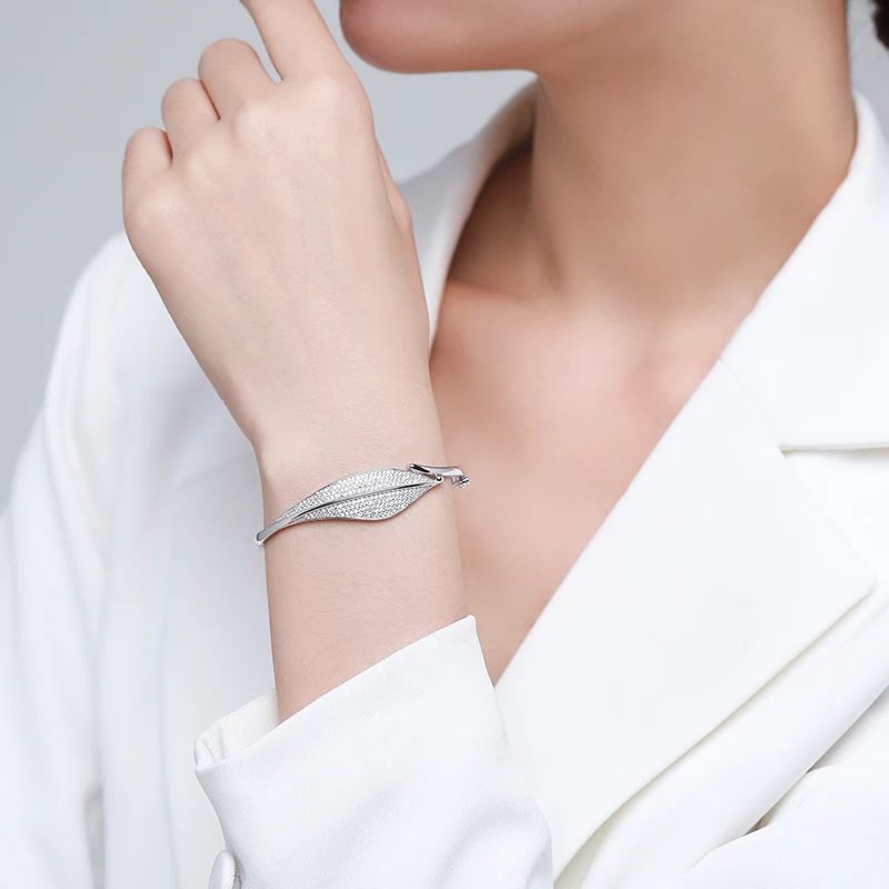 Ailmay Solid 925 Sterling Silver Luxury Full Cubic Clear Zirconia CZ Bracelets For Women Wedding Engagement Fine Female Jewelry